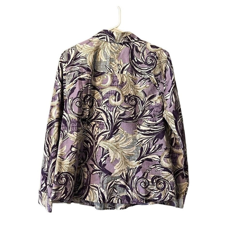 Chico's Button Up Shirt Size 2 Paisley Long Sleeve Wrinkle Resistant Career City - Picture 2 of 12